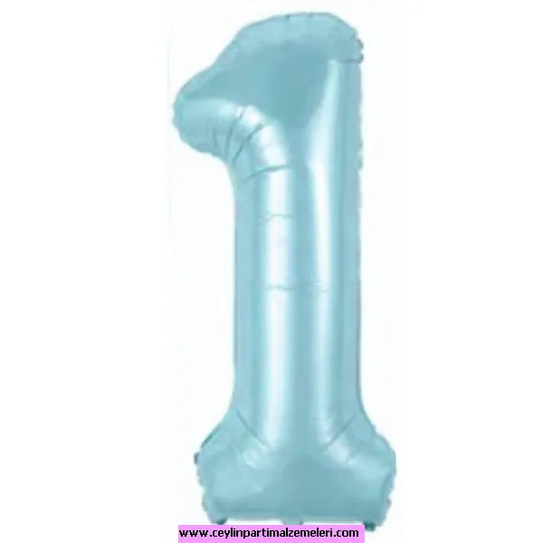 1 Rakam Açık Mavi Folyo Balon